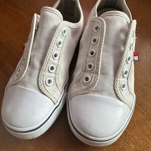 Kids White Slip On Canvas Shoes